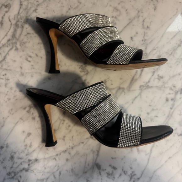 Staud Sonny Rhinestone Sandals Black Multi Strap Slides Heels Size EU 38 8 US - Picture 9 of 11
